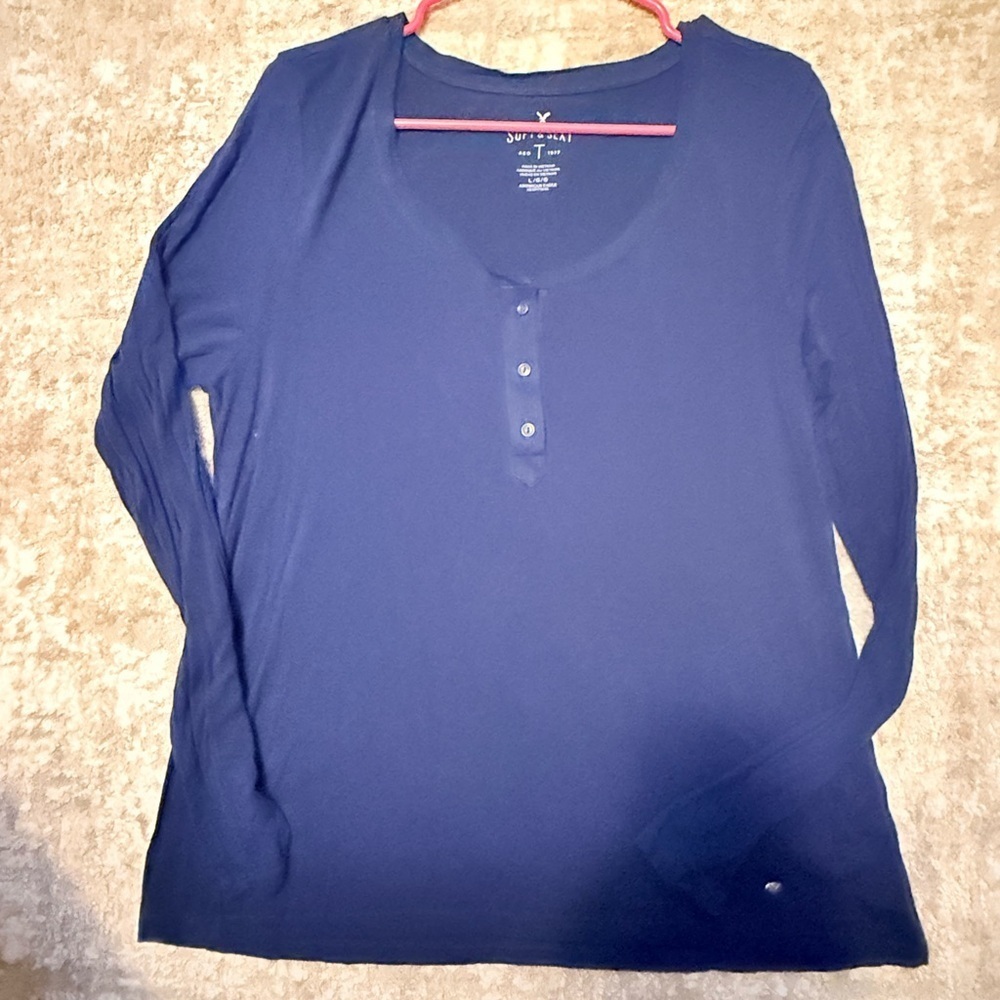 American Eagle Outfitters Soft and Sexy Navy Long Sleeve Top size L